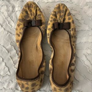 Salvatore Ferragamo My Joy Leopard Print Ballet Flats with Bow 9.5